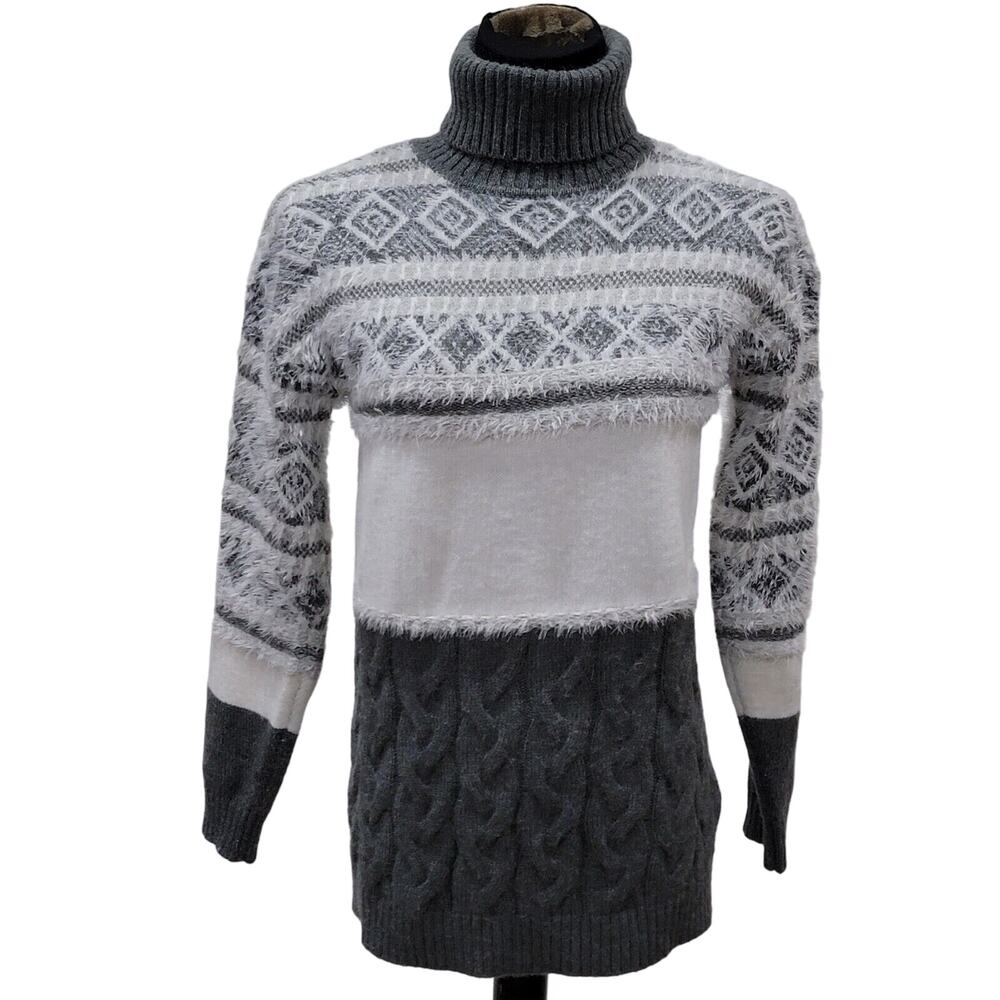 Coco Y Club Cable Knit Fair Isle Sweater Small Cottagecore Boho Minimalist Ski